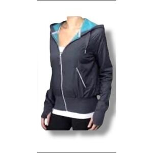 LULULEMON Women's Swell‎ Gray and Teal Reversible Hooded Jacket Size 8 | EUC
